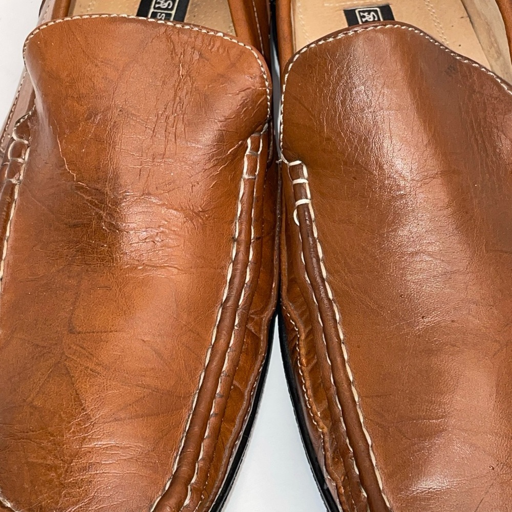 Stacy Adams Mens Suede Driving Loafers Size 10 M Brown Slip On Leather Shoes
